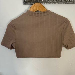 Ribbed Mock Neck Crop Too